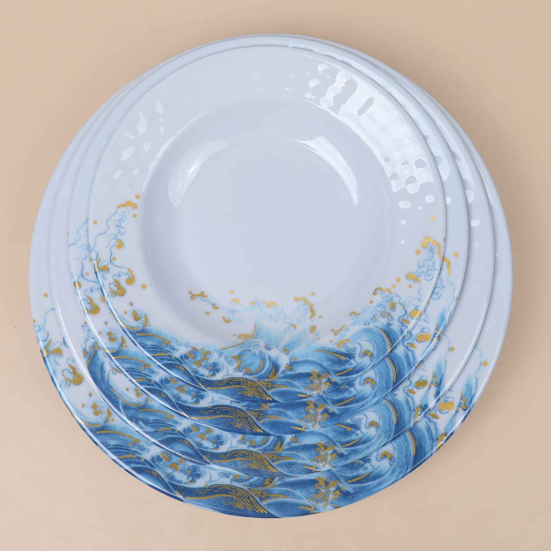 Melamine tableware, melamine plates, round corrugated plates, white printed plates, imitation porcelain plates, 5 inches and 6 inches pic 3