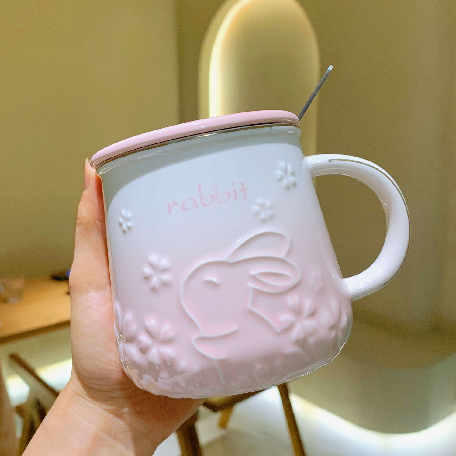 高颜值陶瓷杯子带盖带勺子马克杯家用办公室水杯情侣早餐杯伴手礼详情7