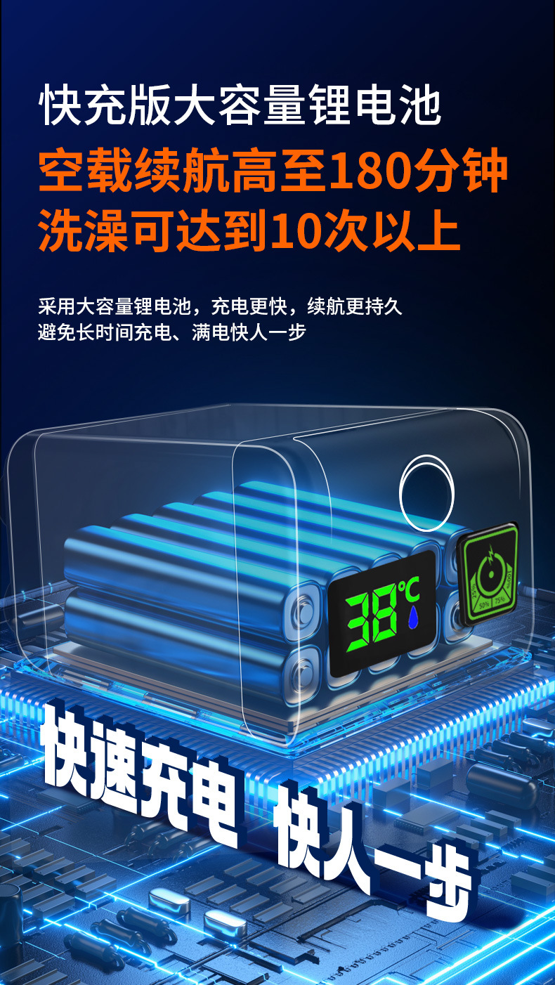 户外露营宿舍租房神器 智能电动洗澡水泵 免装免插电家用便捷花洒详情7
