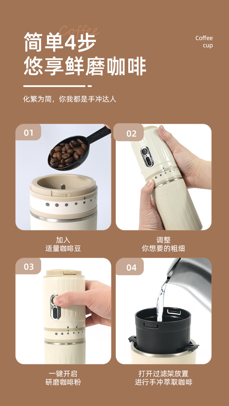 便携式咖啡机迷你小型研磨一体机家用旅行手冲咖啡随行杯咖啡机详情14