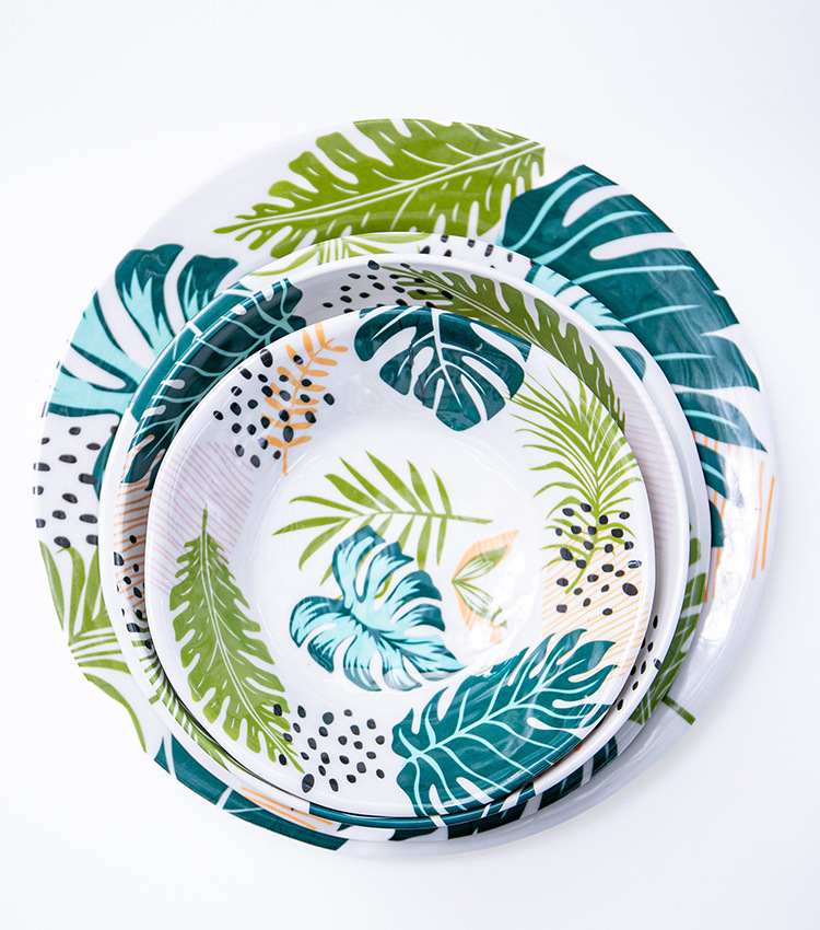 跨境外贸家用托盘水杯托盘加厚密胺圆形欧式茶盘水果塑料盘详情2