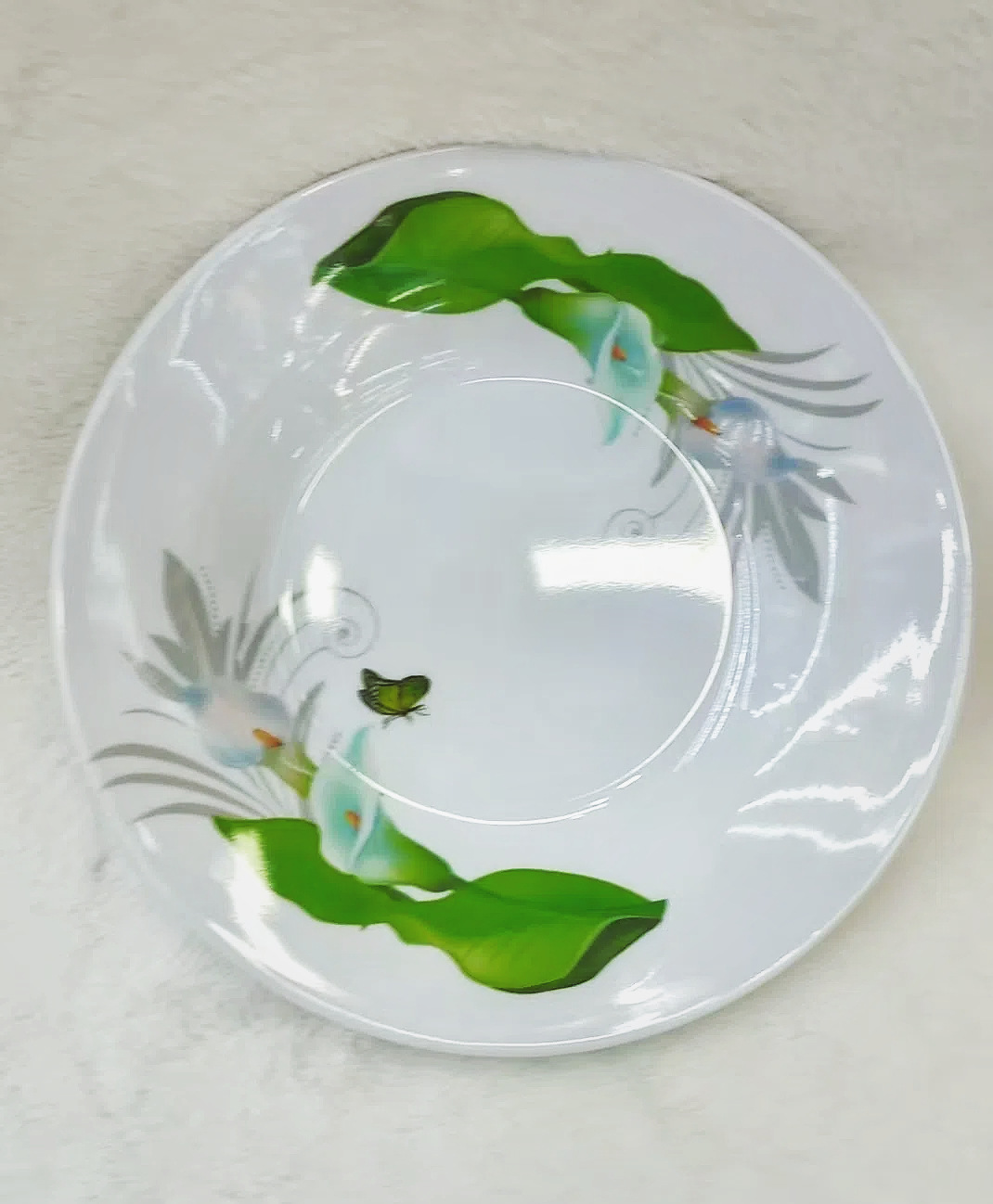 High-end appearance level, light luxury melamine fruit plate, Arab-style retro fruit plate with handle, pet luxurious printed plate pic 1