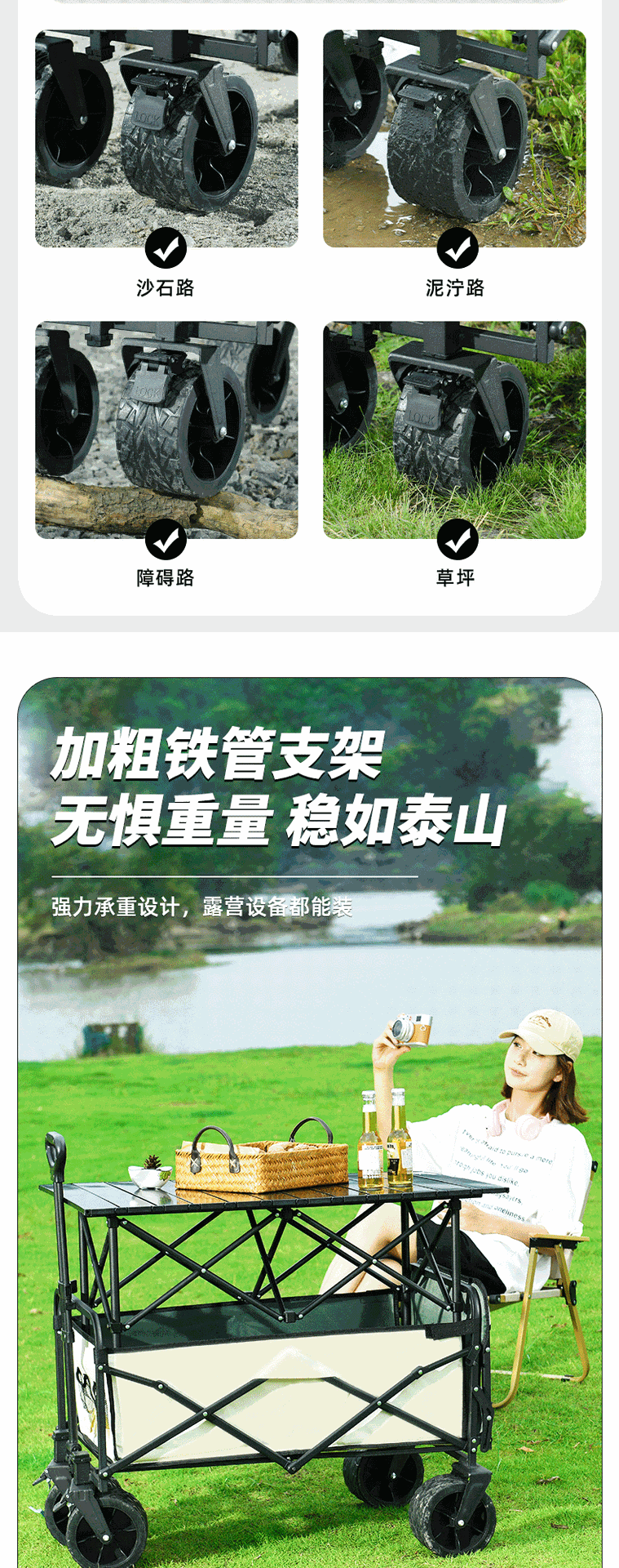 通用露营车户外小推车摆摊折叠小推车户外摆摊车折叠车快递车拉车详情8