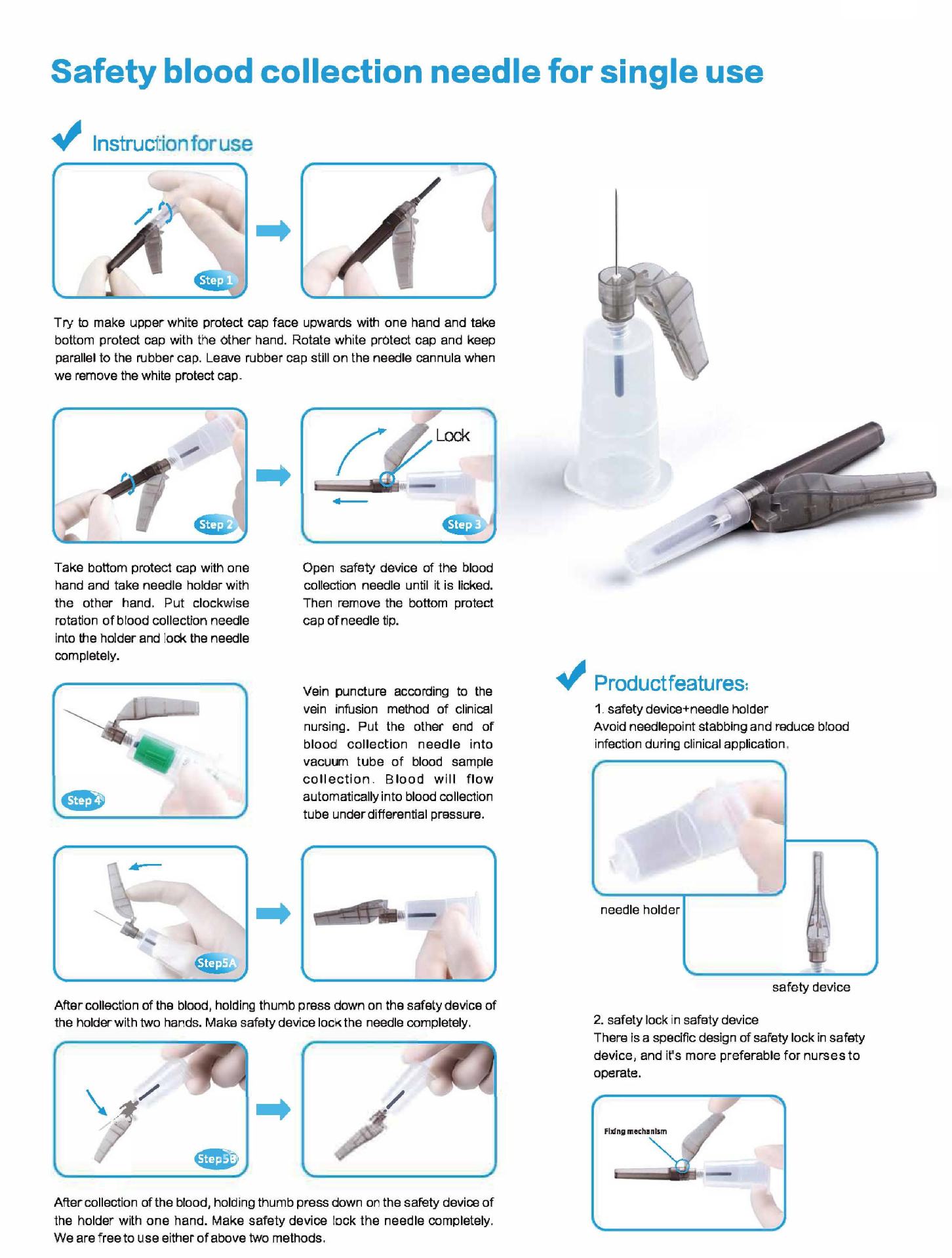 Foreign trade export disposable safety blood collection Needle, medical blood collection needle needle Needle holder, disposable needle holder pic 5