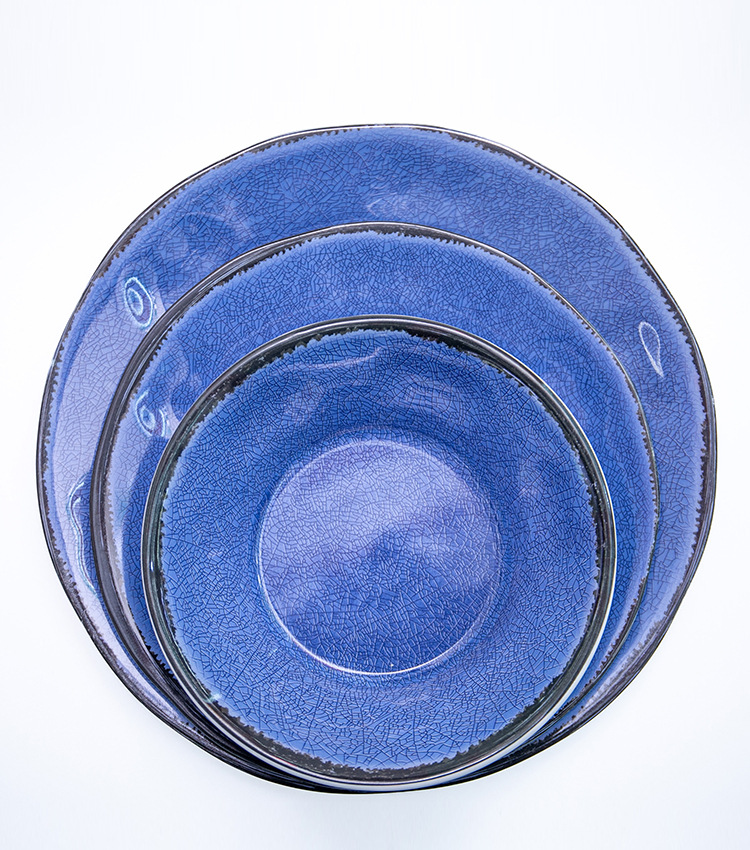 Vajilla de metamina transfronteriza plato de marisco plato de parrilla azul creativo plato de porcelana imitación plato de comida olla caliente plato de guarnición plato de metamina pic 2