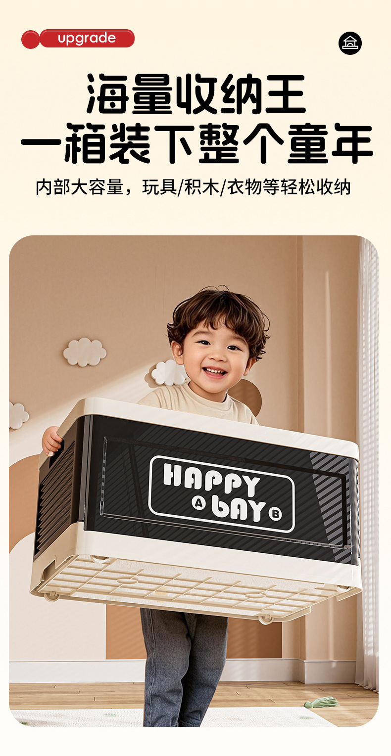 可折叠大容量乐高积木箱带盖子防尘分类收纳箱带轮可叠加储物箱子详情6