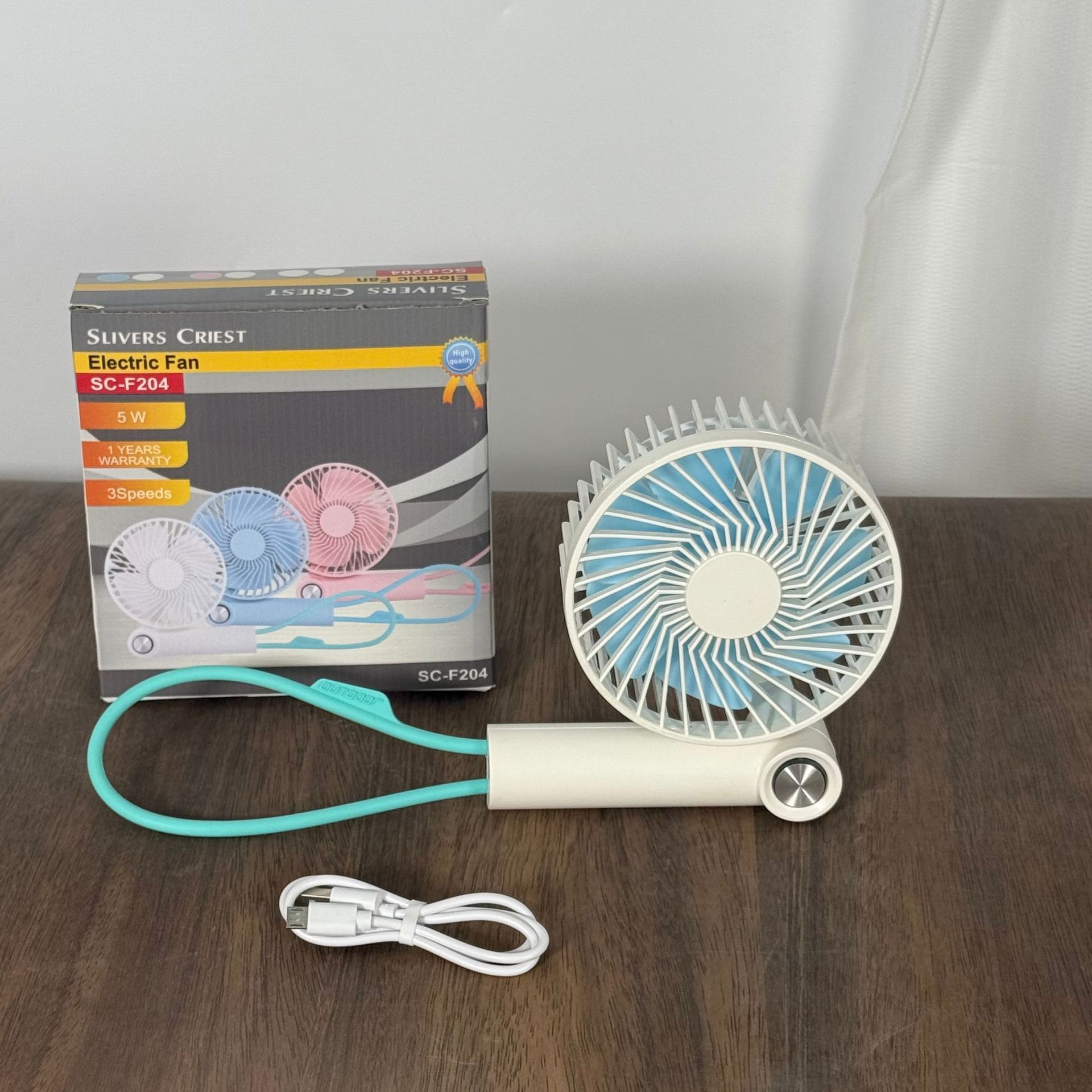 Fan 跨境外贸新款折叠小风扇 usb充电桌面挂脖迷你手持风扇详情4