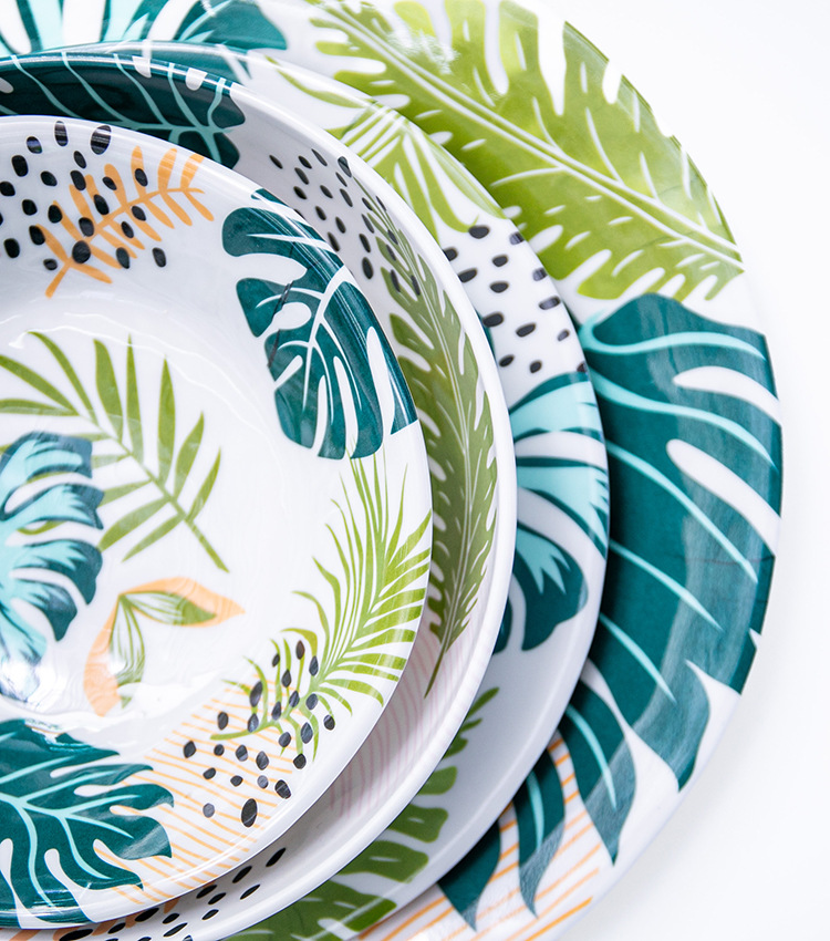 跨境外贸家用托盘水杯托盘加厚密胺圆形欧式茶盘水果塑料盘详情3