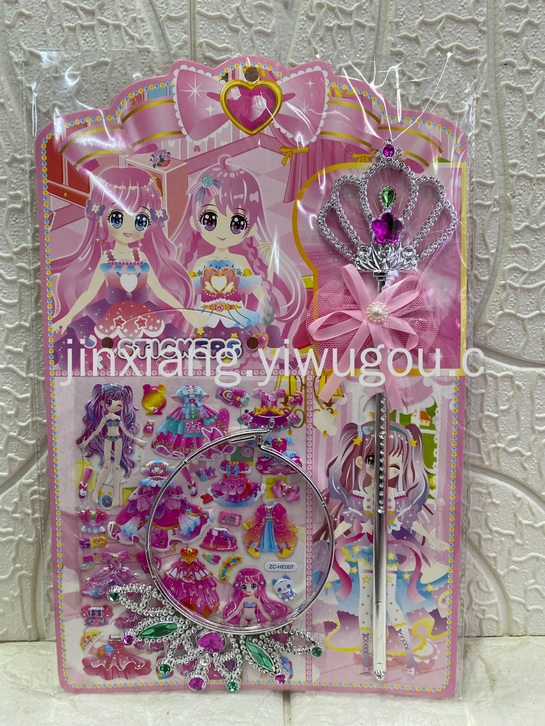 Cartoon princess costume change 3D reward bubble stickers, magic wand crown, DIY notebook photo album stickers pic 3