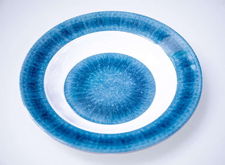 Cross-border melamine tableware, round plates, imitation porcelain, creative hotel restaurant flat plates, cold dish plates, grilled meat, Western cuisine, steak plates, commercial use pic 3