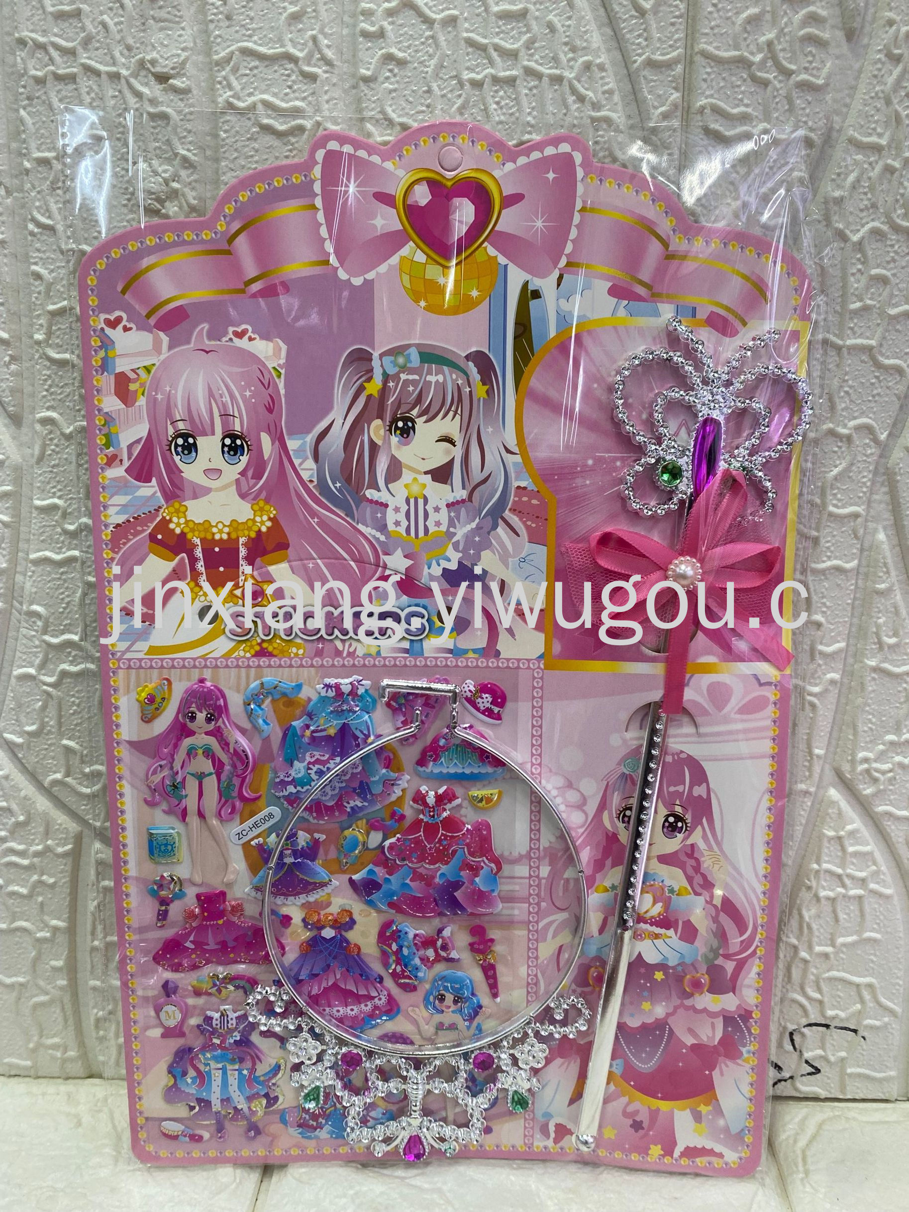 Cartoon princess costume change 3D reward bubble stickers, magic wand crown, DIY notebook photo album stickers pic 4