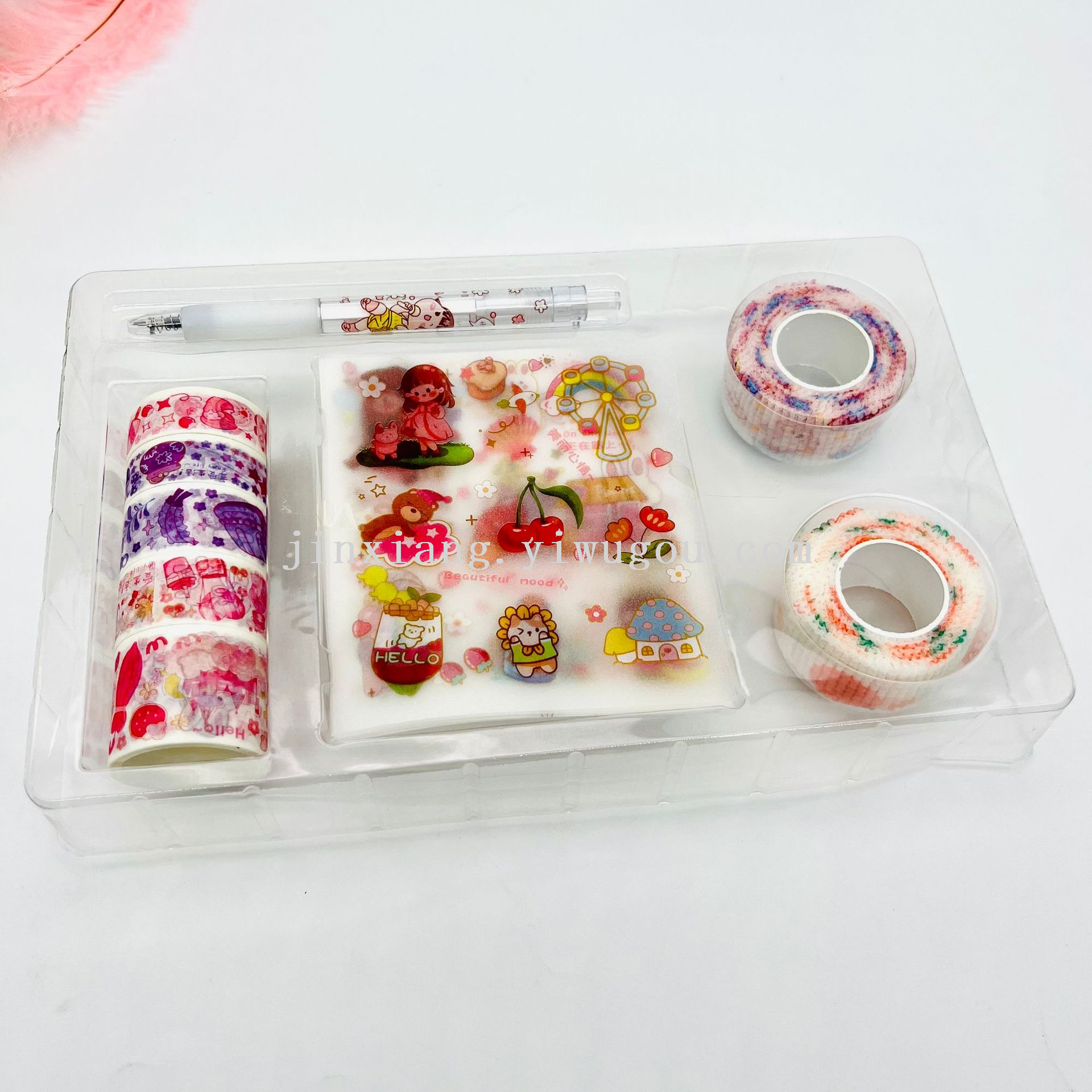 Exquisite notebook gift box, pen tape, sticker, finger guard tape, handmade quiet book notebook gift box set pic 2