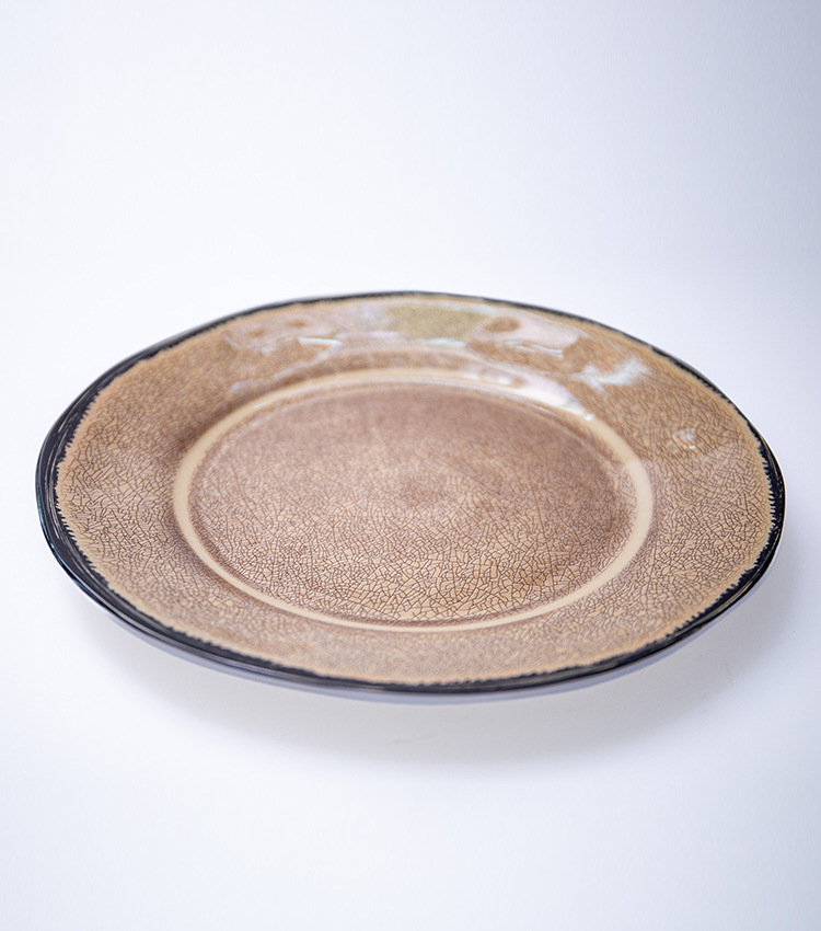 Cross-border melamine plate, solid black edge imitation porcelain plate, hotel supplies, pure white plate, household restaurant plate, barbecue skewer plate pic 7