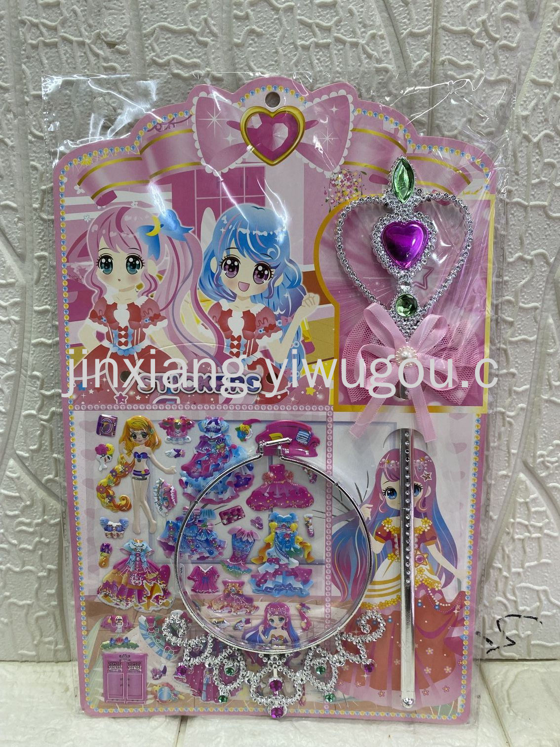Cartoon princess costume change 3D reward bubble stickers, magic wand crown, DIY notebook photo album stickers pic 6