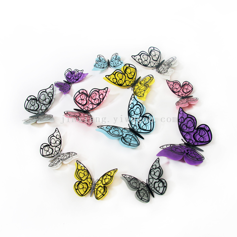 3d double-layer butterfly decoration, laser hollowed-out butterfly, PVC simulation butterfly, 3D stereoscopic decoration pic 2