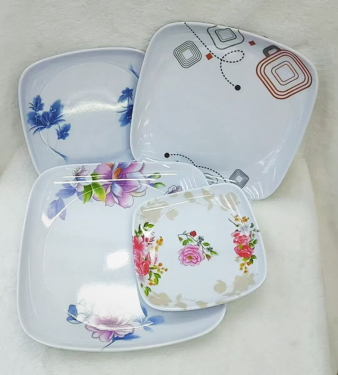 Cross-border melamine material square printed melamine plate, household teacup storage plate, restaurant business plate, living room coffee table storage plate pic 3