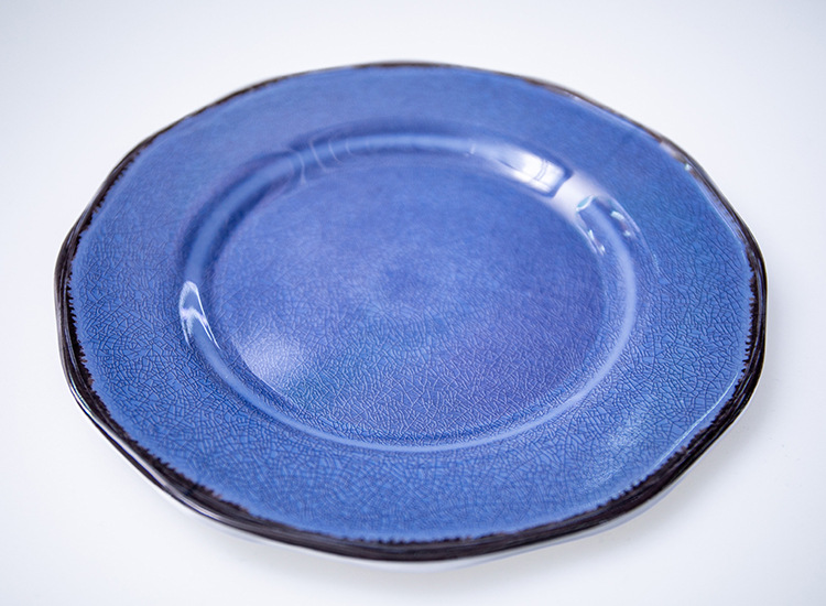 Cross-border premium blue and green ice-crack glazed plate and bowl set, creative imitation porcelain melamine tableware for hotel meals pic 5