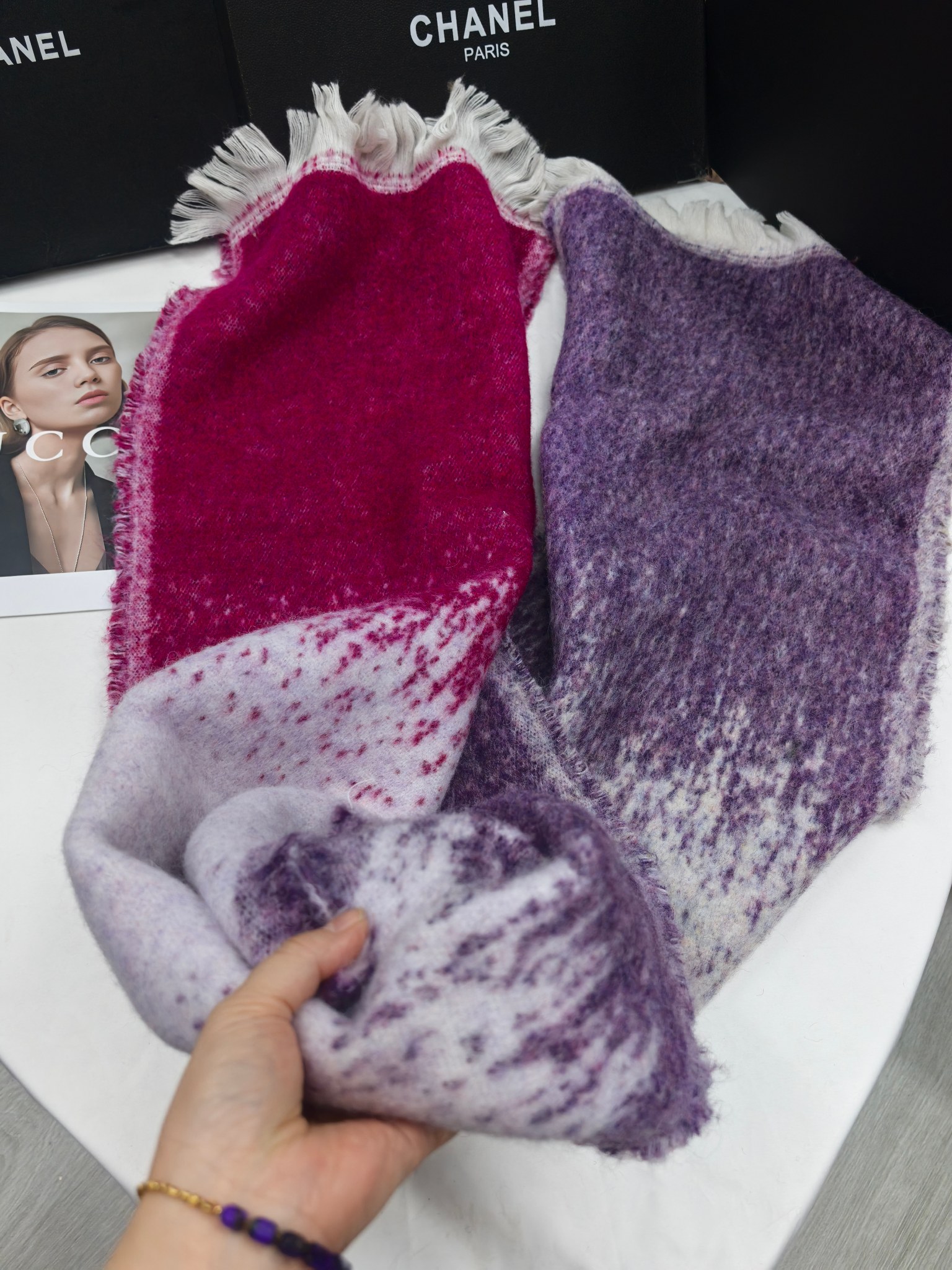 New cross-border wholesale scarf e-commerce live-streaming supplier supplies wool magic ring gradient meteor shower pic 1