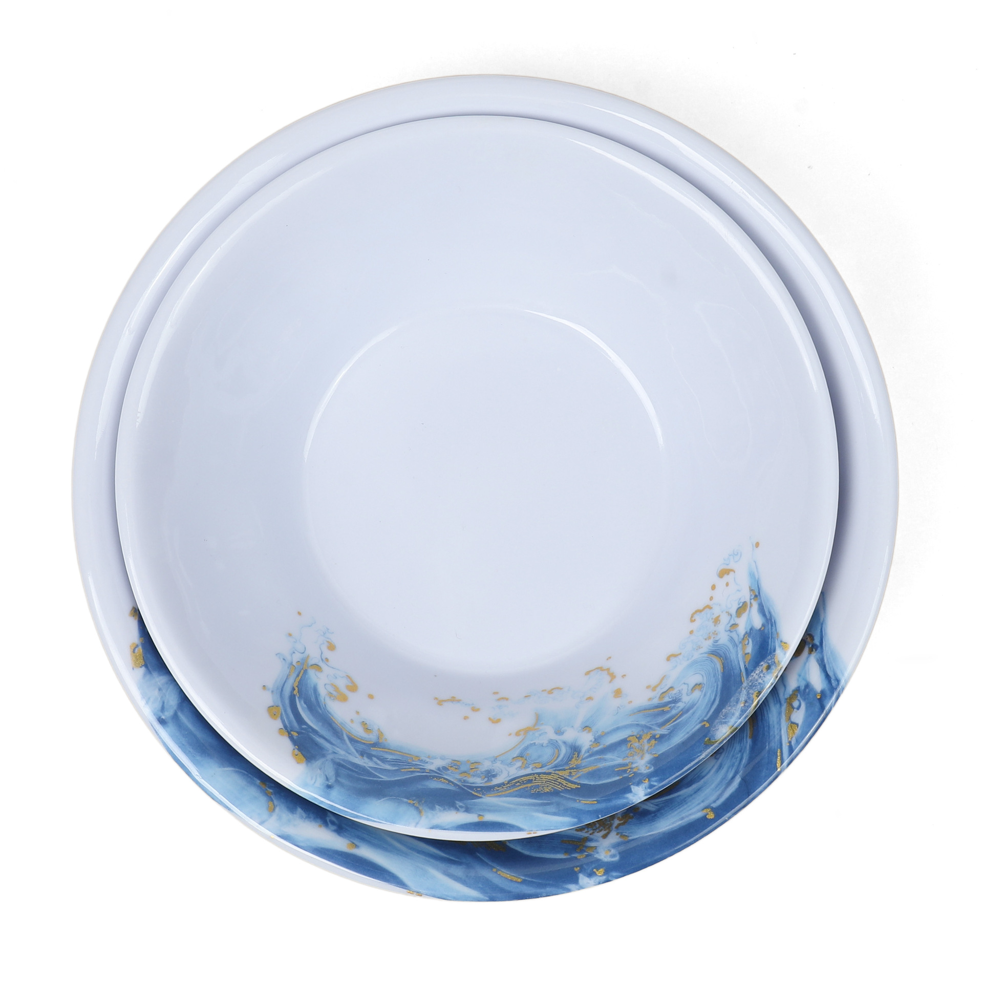 Blue and white melamine plate, commercial pasta plate, Western steak plate, new type of plate, high-end round plate, flat plate pic 6