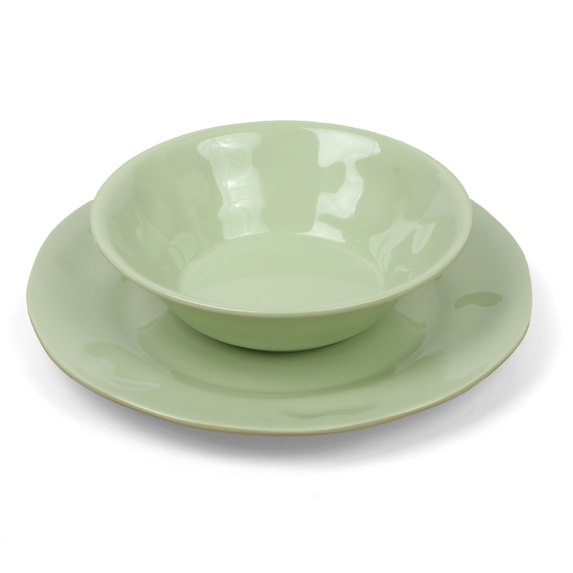 Cross-border green plates, tableware, round plates, flat plates, bowls and plates, commercial fast food plates, round Western plates, wholesale of round dishes pic 2