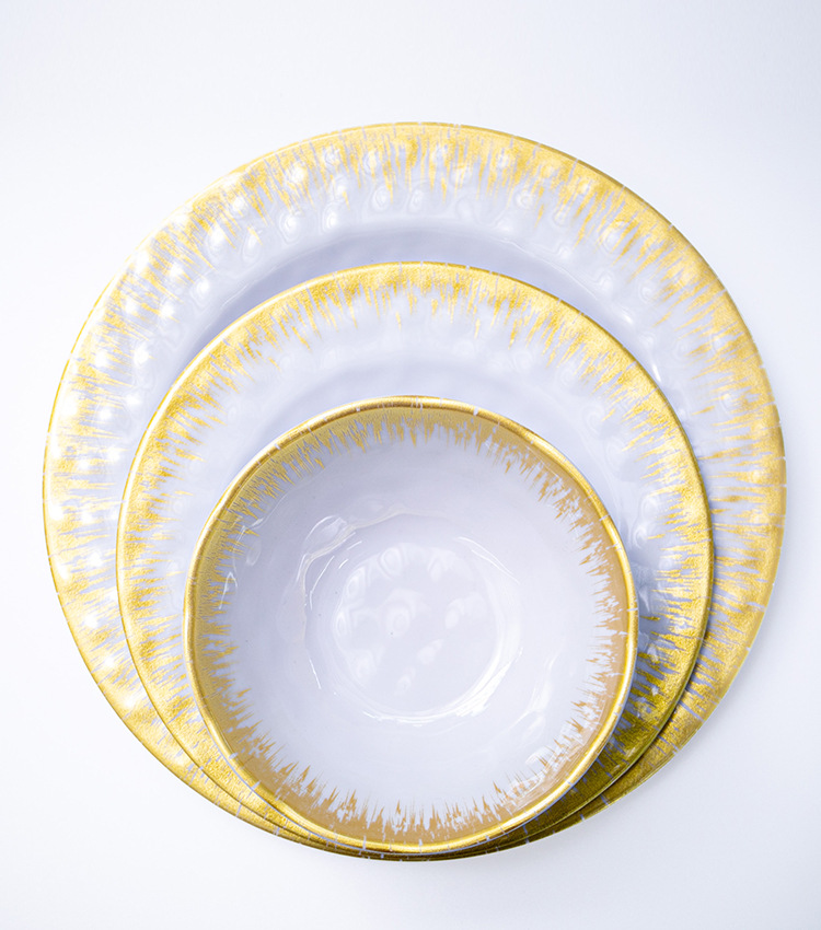 跨境传统风密胺仿瓷器圆形菜盘点心盘餐具酒店餐馆餐厅小吃店用详情2