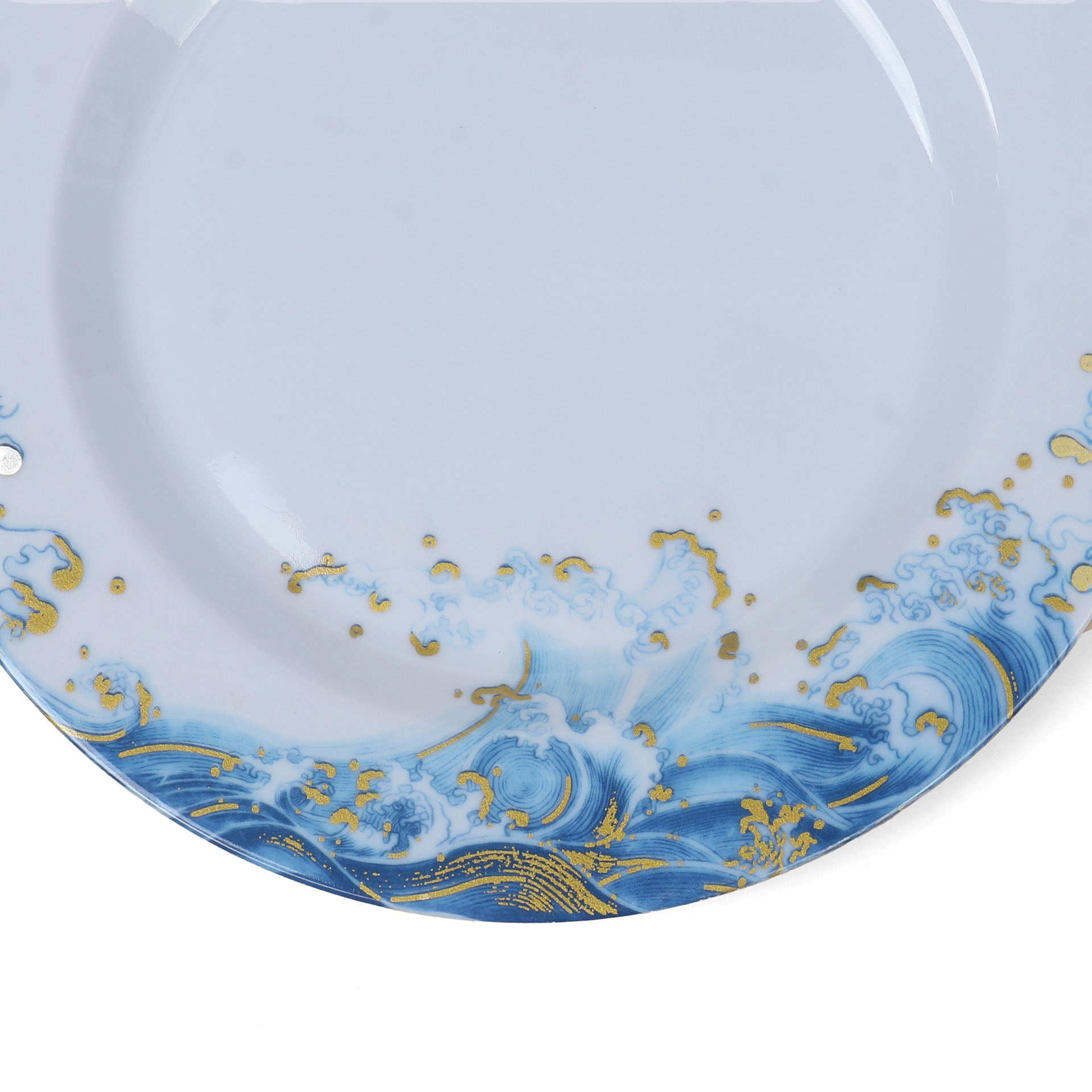 Blue and white melamine plate, commercial pasta plate, Western steak plate, new type of plate, high-end round plate, flat plate pic 5