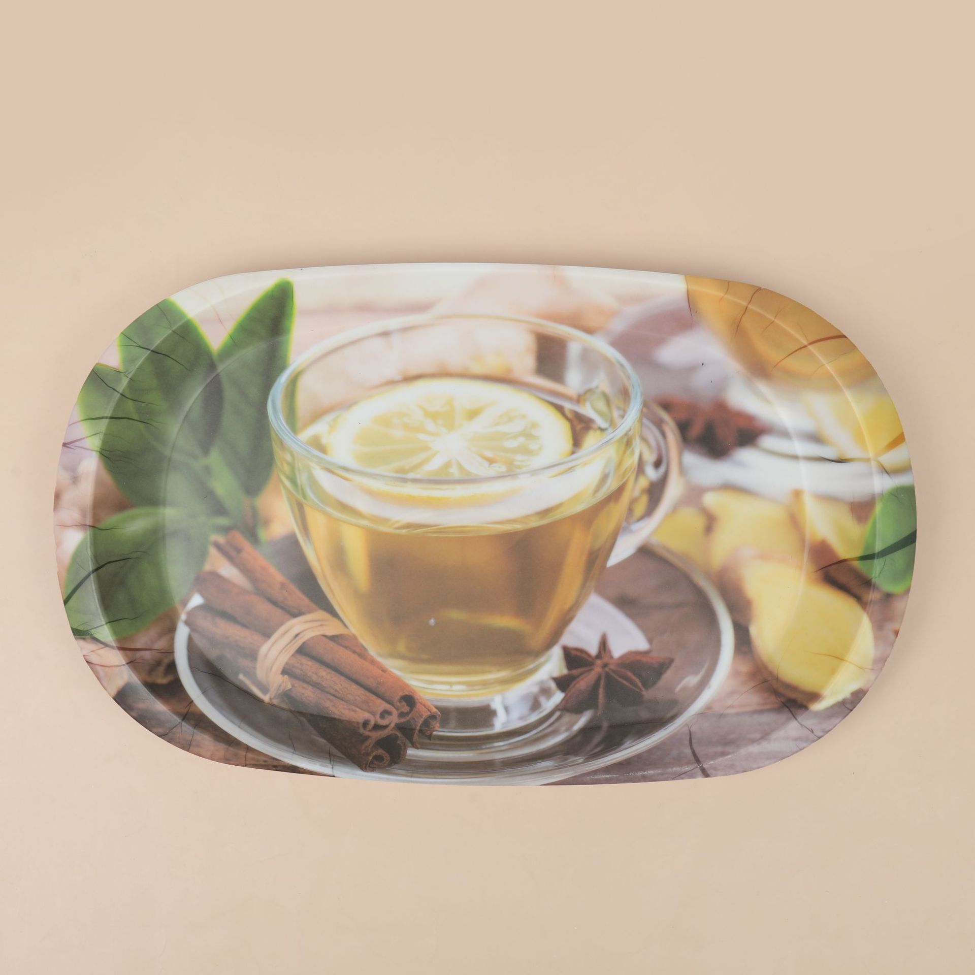 Light luxury decal oval tray, water cup tray, tea tray, home living room storage tray, cosmetics storage tray, white pic 2