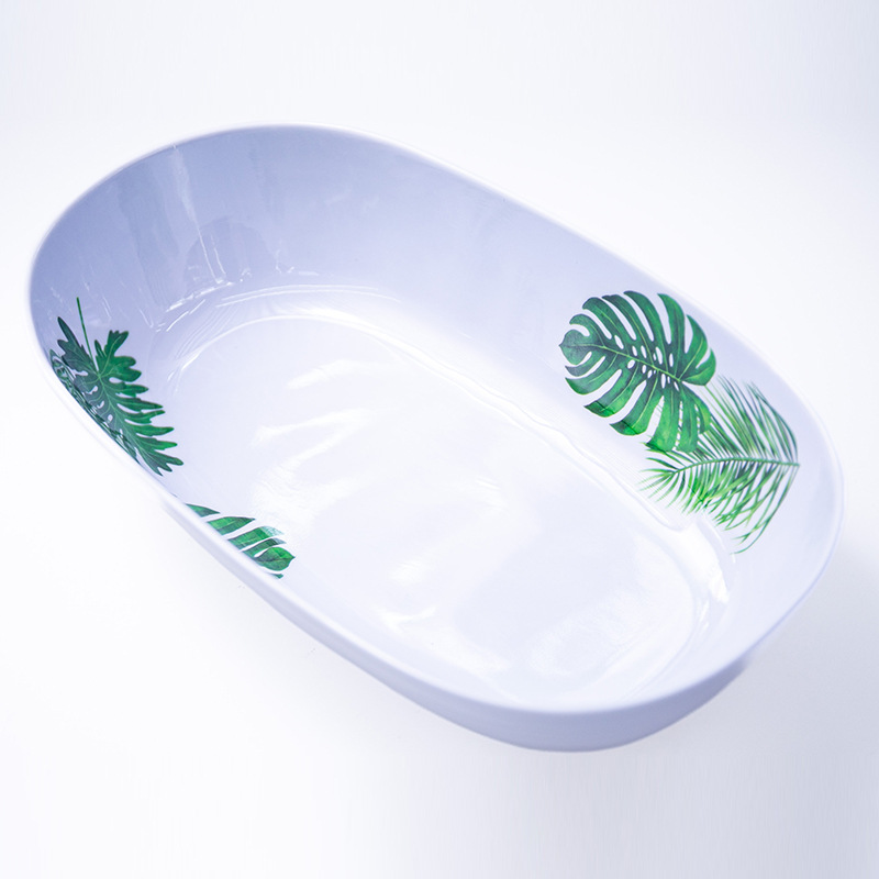 European-style printed trays, melamine imitation porcelain trays, plastic rectangular trays, cafeteria tableware, cake and bread trays pic 3