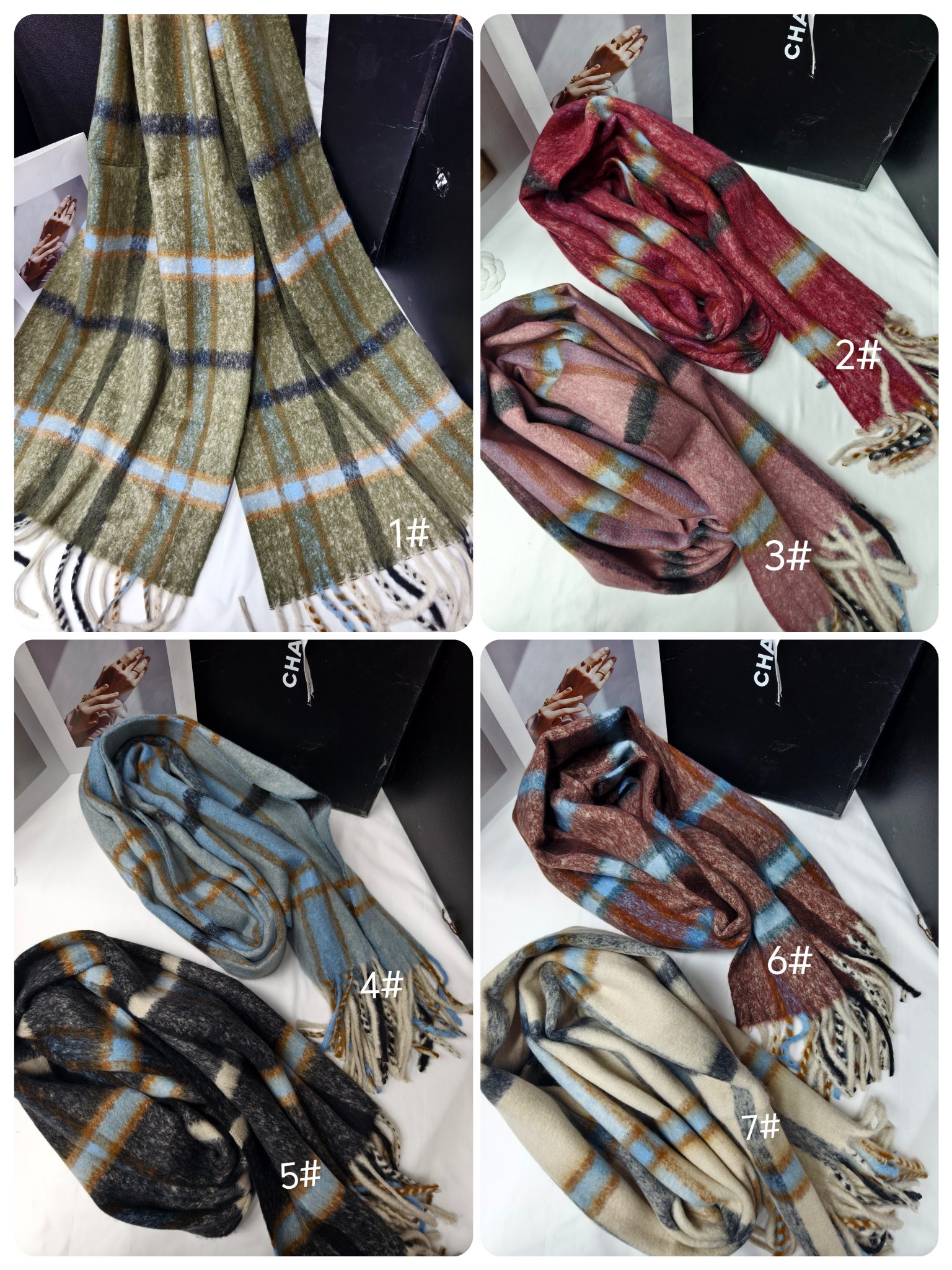 Cross-border wholesale of scarves, e-commerce live streaming, supply chain, new velvet check pattern pic 5