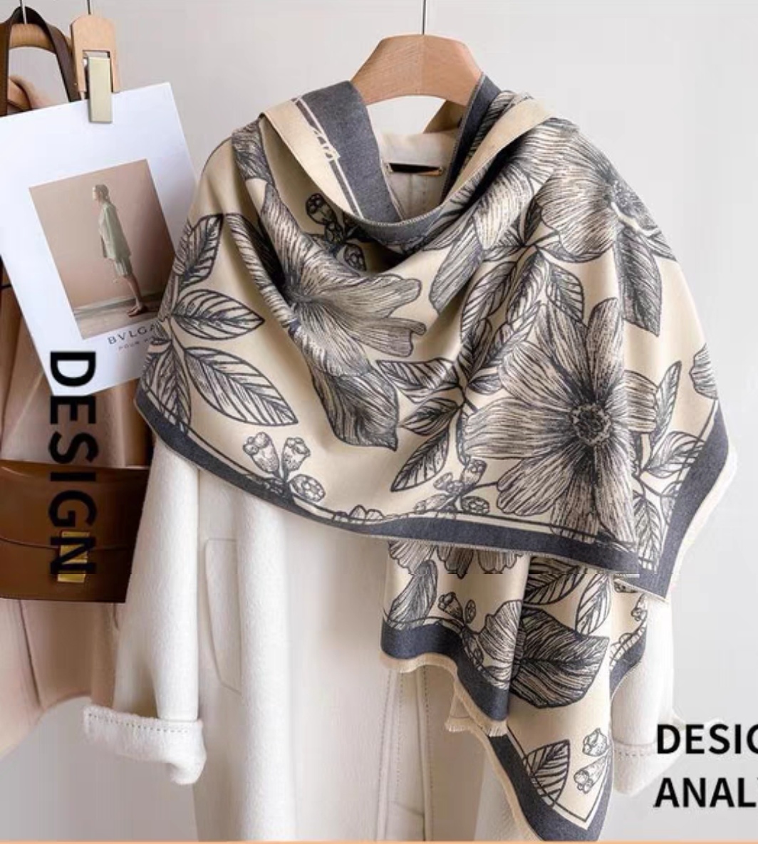 Wholesale of new high-speed jacquard large flower cross-border scarves, e-commerce live streaming supply chain pic 1