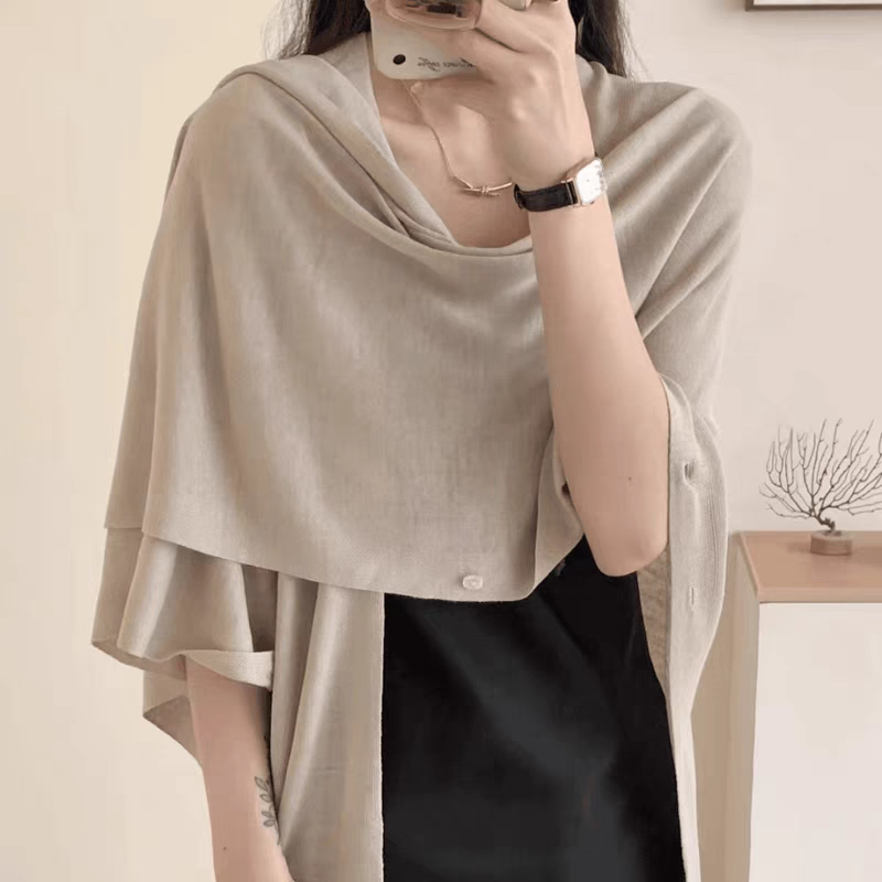 New cross-border wholesale e-commerce live-streaming supply: Air-conditioned room warm wool blended shawl, button split shawl pic 5