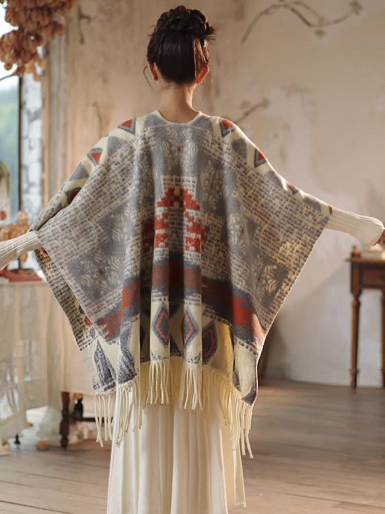 Cross-border scarf wholesale e-commerce live streaming supply chain supply diamond-shaped patterned snowflake anti-cashmere split shawls pic 4
