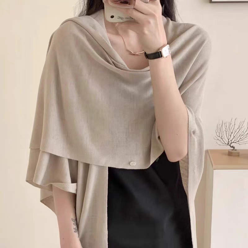 New cross-border wholesale e-commerce live-streaming supply: Air-conditioned room warm wool blended shawl, button split shawl pic 7