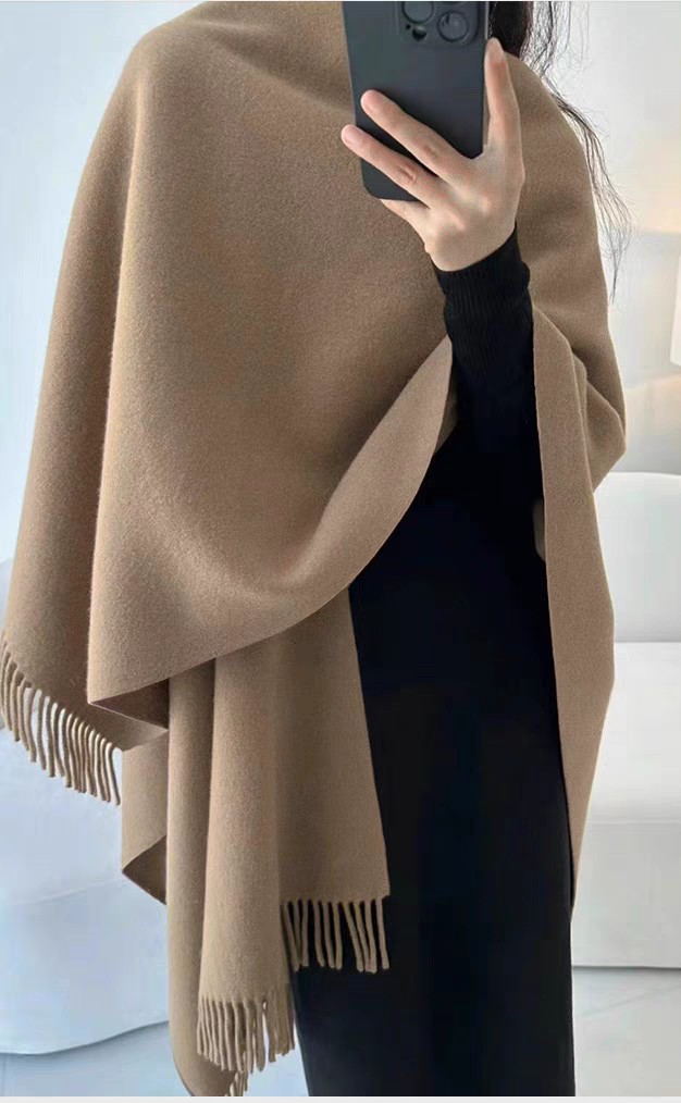 Cross-border scarf wholesale e-commerce live-streaming supply chain supply of solid-color imitation cashmere split shawls pic 2