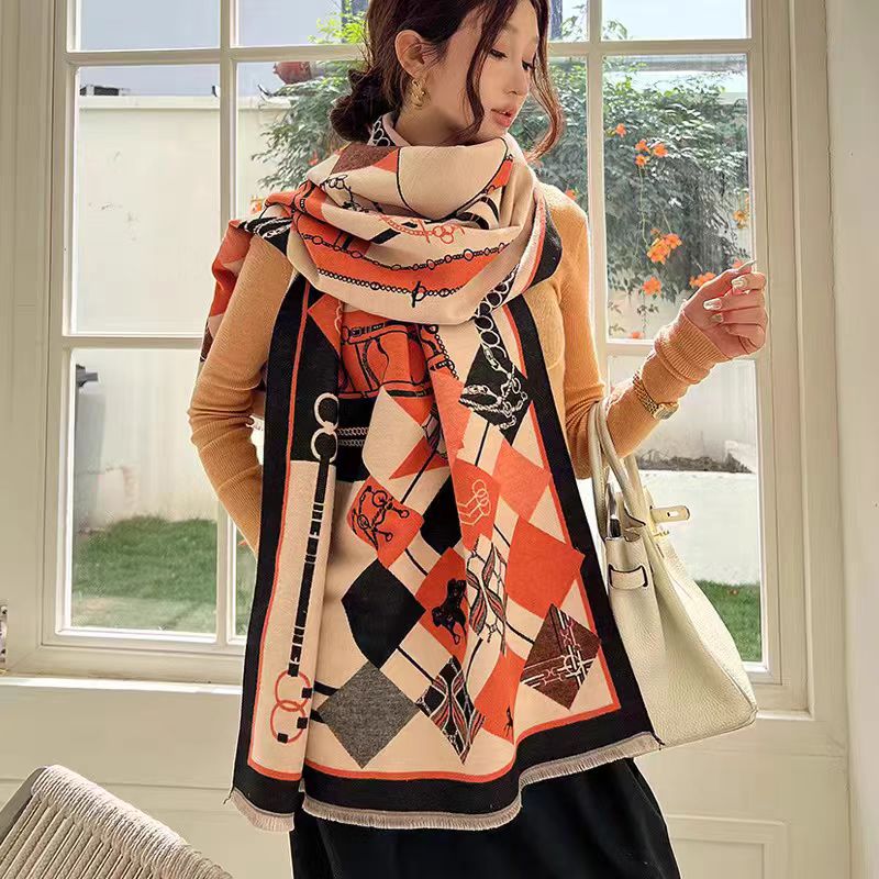 Cross-border scarf wholesale e-commerce live streaming supply chain, online high-quality high-speed jacquard series diamond-shaped chain pic 1