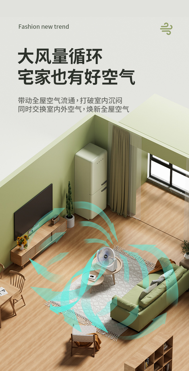 跨境家用小风扇USB充电款学生桌面台式扇便携式户外大风量电风扇详情9