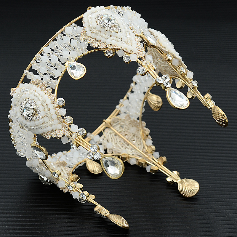 一件代发蛋糕烘焙装饰新娘蕾丝皇冠生日配饰复古女王大圆头饰详情9