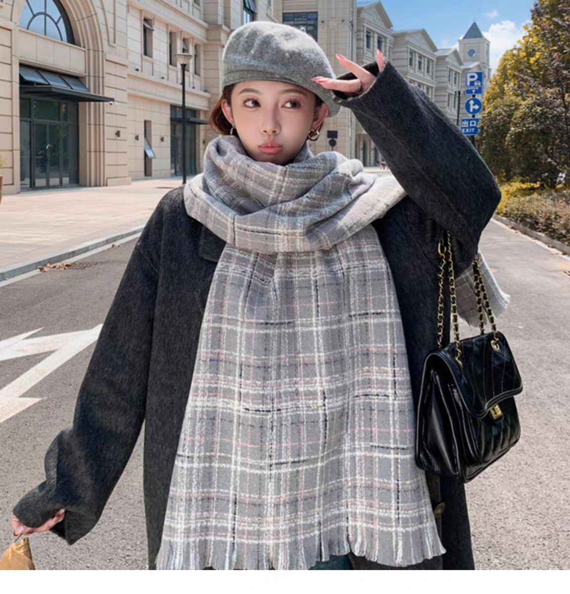 Cross-border scarf wholesale e-commerce live streaming supply chain, Xiaoxiangfeng bright silk fine checkered pic 6