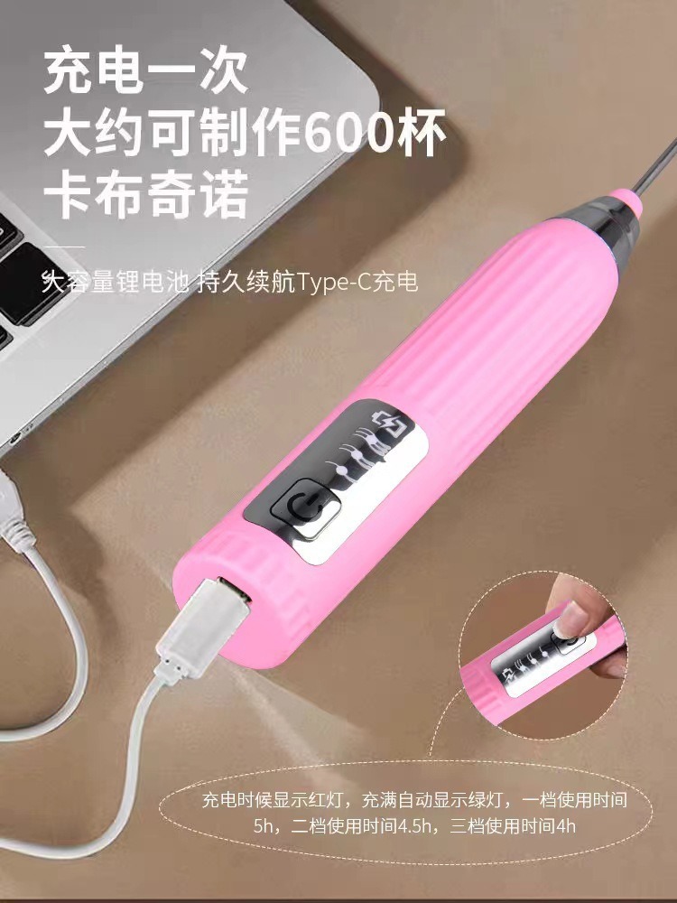 亚马逊新款咖啡奶泡打发器家用打蛋器奶泡机手持不锈钢电动打奶器详情7