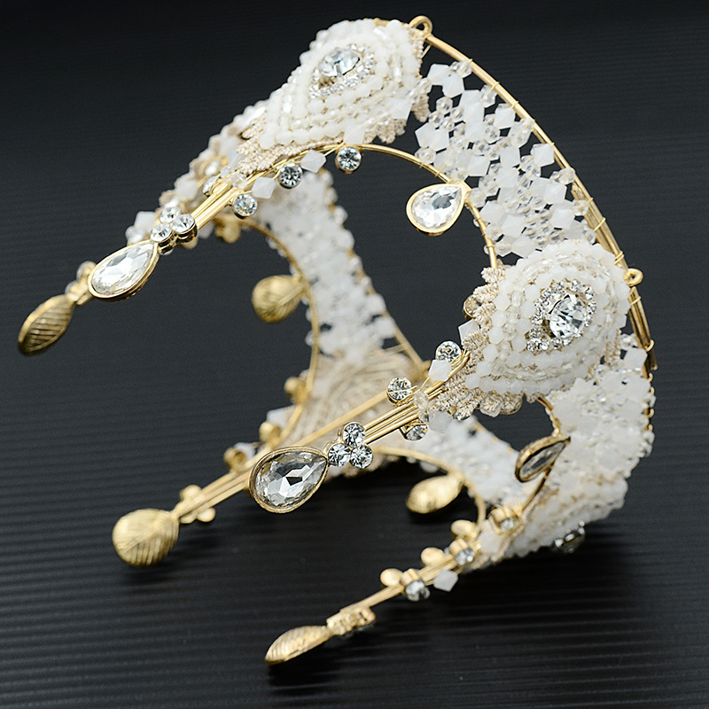 一件代发蛋糕烘焙装饰新娘蕾丝皇冠生日配饰复古女王大圆头饰详情8