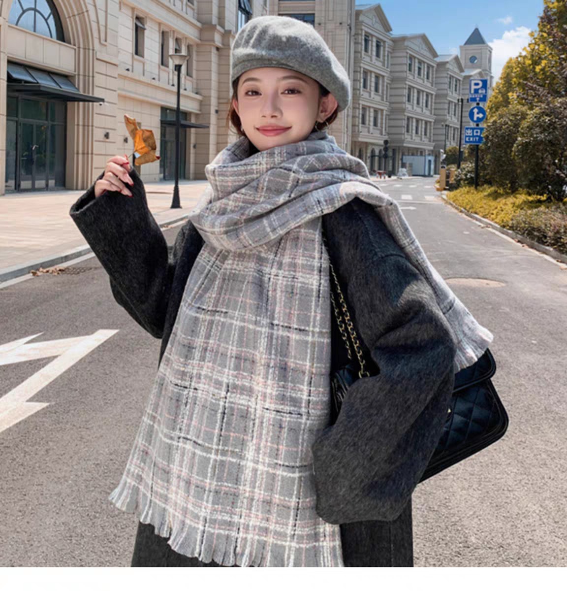 Cross-border scarf wholesale e-commerce live streaming supply chain, Xiaoxiangfeng bright silk fine checkered pic 3