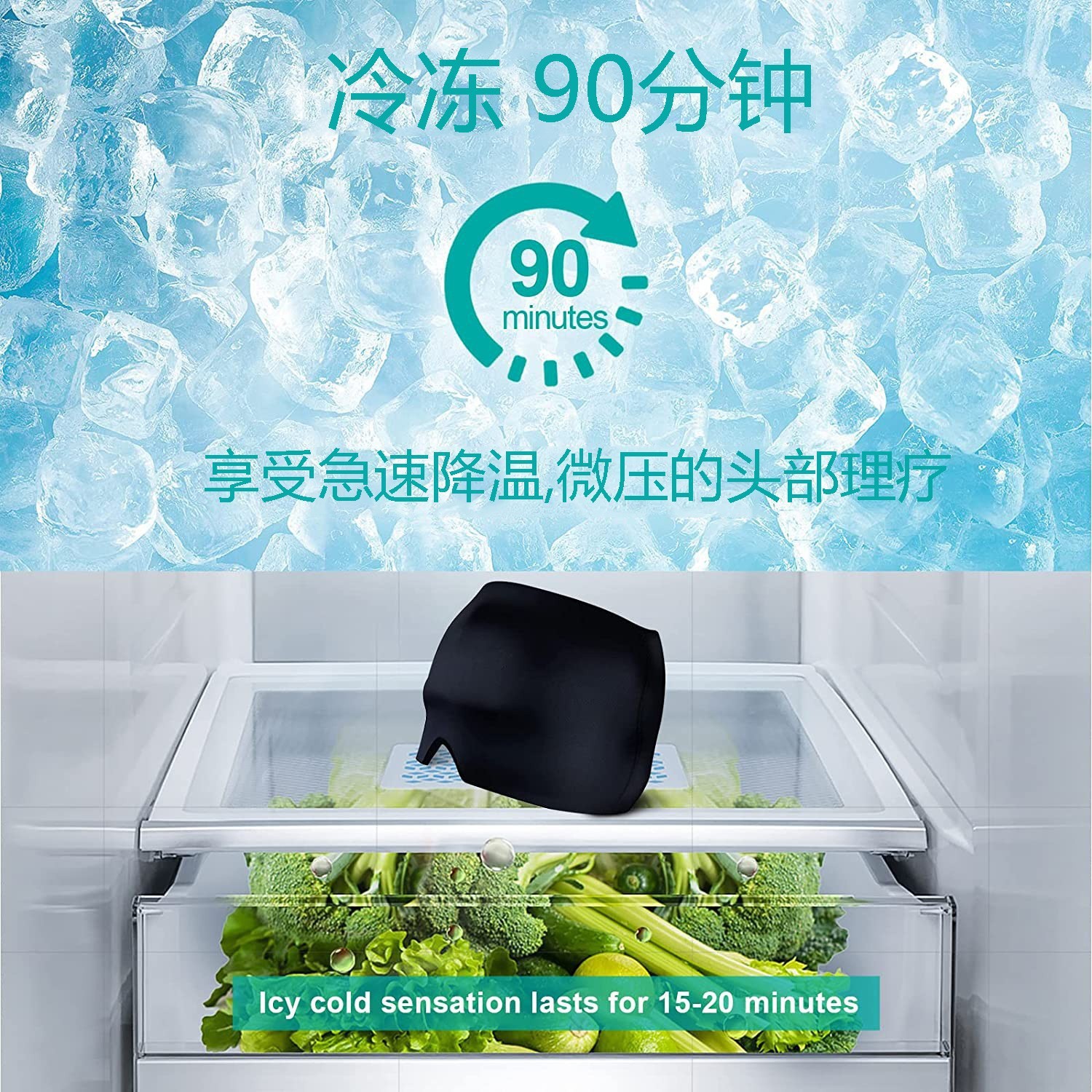 Migraine Relief Hat冰敷头套 冷热敷冰袋 凝胶眼罩 缓解偏头疼帽详情4