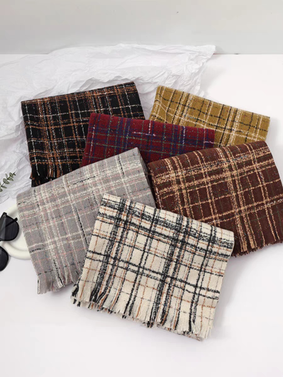 Cross-border scarf wholesale e-commerce live streaming supply chain, Xiaoxiangfeng bright silk fine checkered pic 8