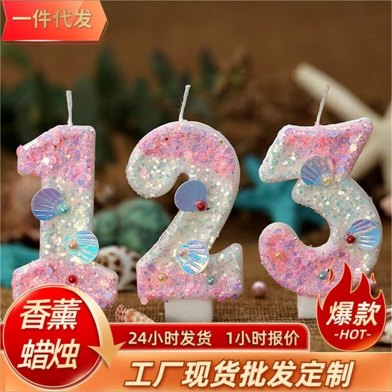 粉色巧克力淋面饼干造型0-9数字蜡烛插件卡通复古儿童生日蛋糕详情3