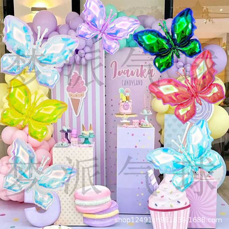 厂家直销新款炫彩幻彩蝴蝶造型铝膜气球儿童生日派对节日装饰气球详情6