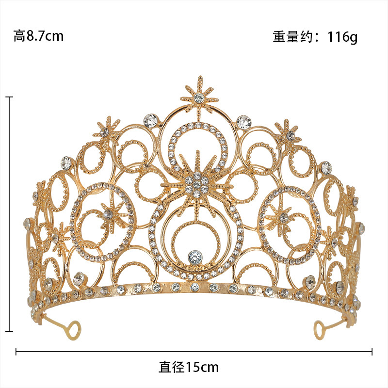 新款跨境新娘皇冠欧美生日婚礼王冠合金高端头饰高档现货泡泡皇冠详情1