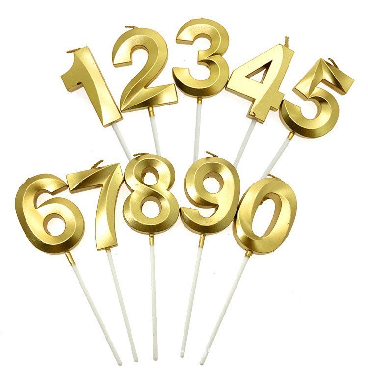 粉色巧克力淋面饼干造型0-9数字蜡烛插件卡通复古儿童生日蛋糕详情6