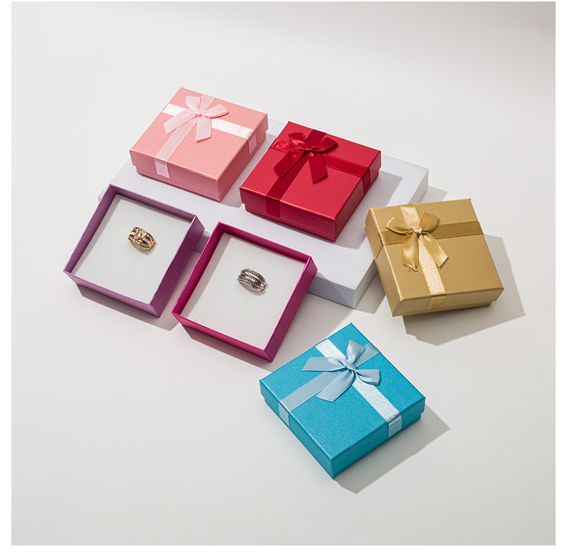 Customized Korean-style bow gift boxes, jewelry necklaces, stud earrings, bracelets, top and bottom covers, embossed and pasted packaging boxes pic 18