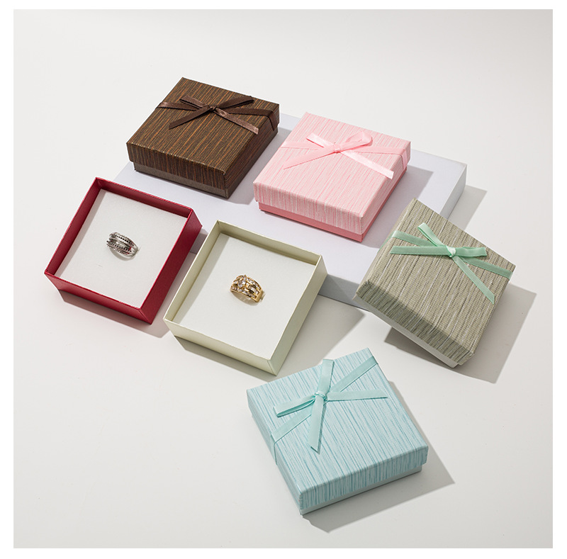 Wholesale of top and bottom cover paper boxes, jewelry boxes, necklaces, rings, jewelry packaging boxes, and fashionable bow jewelry boxes pic 18