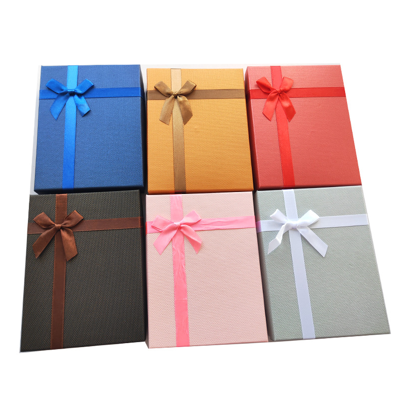 Customized 12*16CM Korean-style bow gift box, top and bottom cover accessories, headwear box, embossed and pasted packaging box pic 10